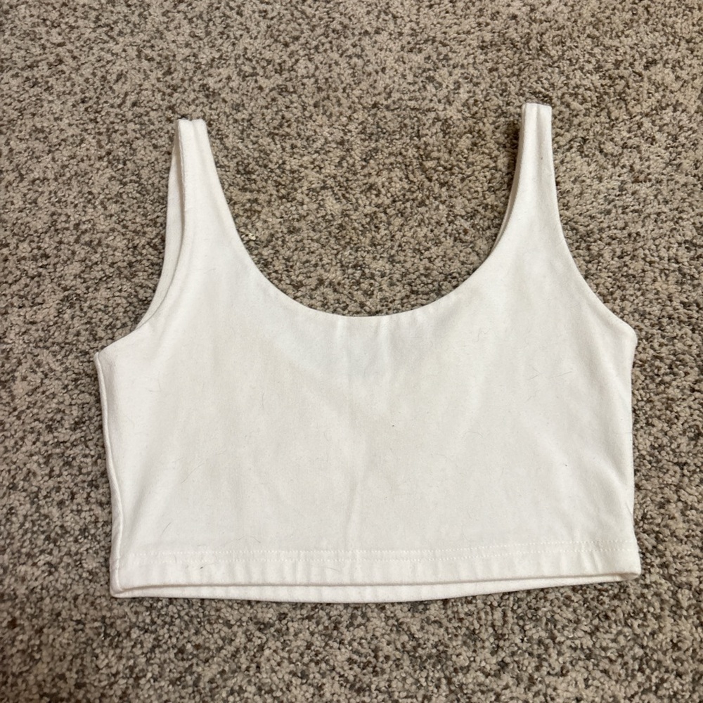 Brandy Melville Cream Sleeveless Fitted Crop Tank Top